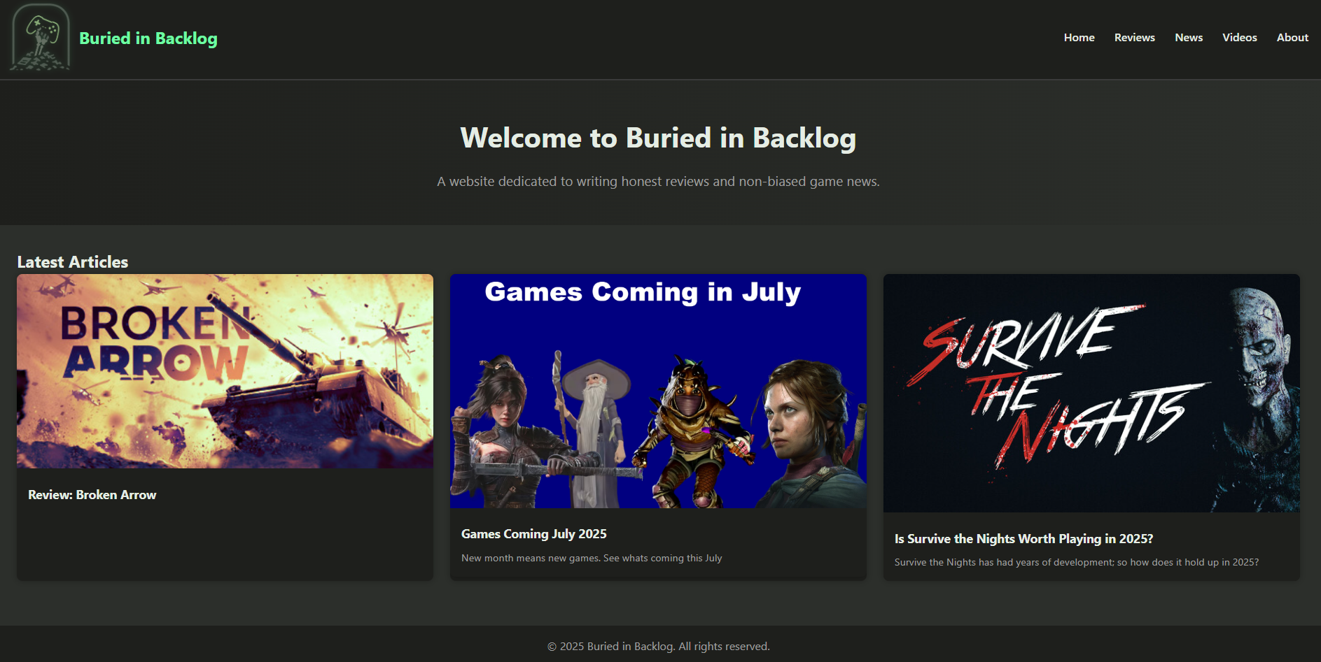 Screenshot of Blog Site