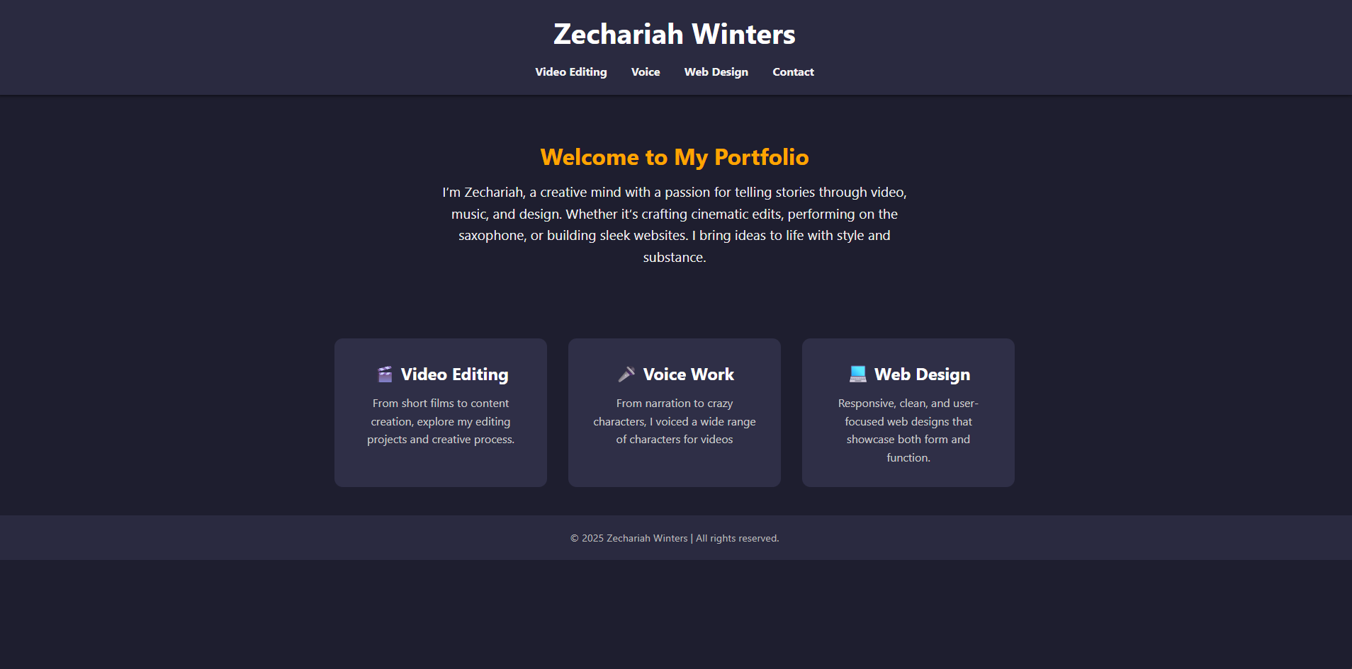 Screenshot of Portfolio Website